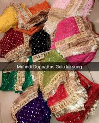 Pakistani Bride On Instagram Mehndi Dupattas Which Colour Is Your Fav Via Goludesigner Pakistani Pakistani Mehndi Dress Pakistani Bride Bridal Dupatta