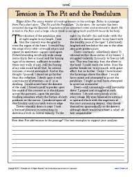 Tension In The Pit And The Pendulum 9th 10th Grade Reading Comprehension Worksheets Reading Worksheets 10th Grade Reading Comprehension Reading Comprehension Worksheets