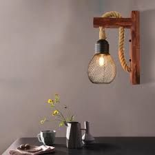 Among the most popular places to install rustic wall sconces include entryways, corridors, and formal dining rooms flanking rustic furniture like a credenza. Woven Rope Wall Mounted Light Rustic 1 Light Wood Wall Sconce Lighting For Restaurant And Bar Takeluckhome Com