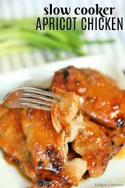 Crock Pot Apricot Chicken Recipe Is Sweet And Savory Apricot Preserves Combine With Soy Sauce Apricot Chicken Recipes Chicken Crockpot Recipes Apricot Chicken