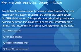 The week's updated quizzes cover topics such as golden globe awards 2021, new sansad tv, centre of excellence in gaming and scholarship for st/sc students among. What In The World Weekly Quiz Jan 11 17 2021 Tnwac