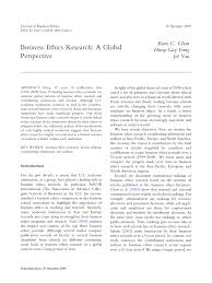 Pdf Business Ethics Research A Global Perspective