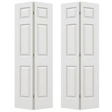 Jeld Wen 72 In X 80 In Colonist Primed Textured Molded Composite Mdf Closet Bi Fold Double Door Thdjw160600158 The Home Depot Bifold Doors Bifold Closet Doors Bifold Door Hardware