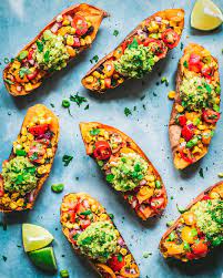 Healthy Burrito Bowl Stuffed Sweet Potatoes Rainbow Plant Life In 2021 Healthy Burrito Bowl Burrito Bowl Vegan Sweet Potato