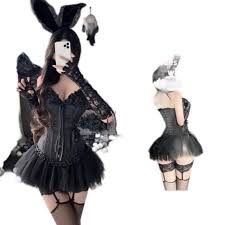 Sexy Bunny Angel Halloween Costume V-Neck Mesh A-Skirt Suit Fée Cosplay  Porno Robe De Soirée Poitrine Blazer Gilet Uniforme Tentation-Ensemble ...