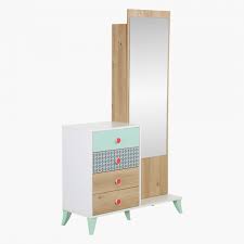 A short dresser in the bedroom makes room for folded clothes while keeping a low profile beneath a window or to accommodate a wall mirror. Shop Morocco Minty 4 Drawer Tall Dresser With Mirror And Storage Online Homebox Saudi