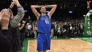Along the sideline, there's a silhouette of dallas' skyline. Mavs New Court Will Feature Dirk Tribute Thescore Com