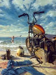 Fuel For The Soul Outstanding Nostalgic Motorcycle Paintings Of David Uhl Harley Davidson Art Motorcycle Painting Motorcycle Artwork