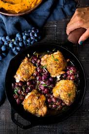 Rosemary Chicken With Roasted Grapes And Shallots Feasting At Home Recipe Rosemary Chicken Rosemary Chicken Thighs Delicious Healthy Recipes