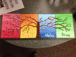 4 Seasons Painting Diy Canvas Art Dot Art Painting Small Canvas Art