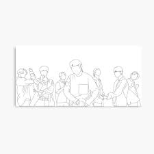 Bts Dynamite Mv Line Art Canvas Print By Noonastudio In 2021 Line Art Drawings Outline Art Line Art