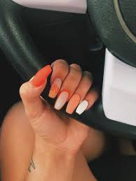 Acrylic Orange Coffin Nails Designs Are So Perfect For Fall Hope They Can Inspire You And Read The Article Orange Acrylic Nails Color Block Nails Trendy Nails
