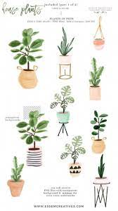 Watercolor House Plants Clip Art Indoor Plants Potted Plant Etsy House Plant Pots Indoor Plant Pots Plant Clips