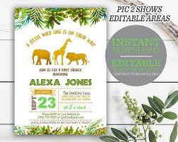 Gold Safari Animal Baby Shower Invitation Gold Safari Animal Etsy Animal Baby Shower Invitations Safari Animals Baby Shower Animal Baby Shower