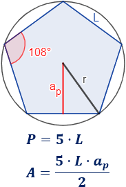 In that case, there is a formula to calculate the exact area of ​​the regular polygon, knowing some of its main characteristics, which we will deduce later. Calculadora Del Area Y Perimetro Del Pentagono Regular