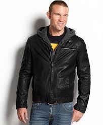 Kenneth Cole Reaction Jacket Faux Leather Hooded Bomber Jacket Mens Coats Jackets Macy S Hooded Bomber Jacket Hooded Bomber Jacket Mens Jackets