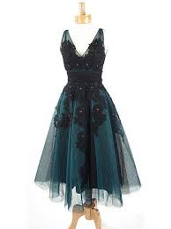 Black And Teal Dress 50 S Style Black And Teal Green Embroidered Tea Length Party Dress Fancy Dresses Pretty Dresses Tea Dress
