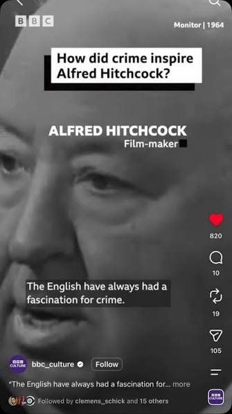 Do you mean in committing it?— The Master of Suspense on crime, cinema, and  the human psyche. , Alfred Hitchcock in conversation with Huw Wheldon on  BBC Monitor (1964)., •, #alfredhitchcock ...