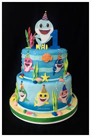 Bizcocho De Baby Shark 1st Baby Shark Cake Girl Cakes Birthday Cake Girls Shark Cake