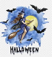 Below the head, draw the witch's body. Halloween Watercolor Painting Boszorkxe1ny Witchcraft Drawing Witch Poster Computer Wallpaper Happy Birthday Vector Images Png Pngwing