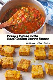 Crispy Baked Tofu With Indian Curry Sauce Another Music In A Different Kitchen Recipe In 2020 Oil Free Vegan Recipes Whole Food Recipes Tofu Recipes Vegan
