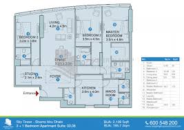 L'altezza dell'edificio è di 1776 piedi, pari a 541 metri e 32 centimetri al pennone, mentre l'altezza fino al tetto è di 417 metri. Sky Tower Floor Plan Al Reem Island