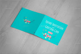 Greeting and wedding invitation card mockup with fresh eucalyptus twigs. Square Invitation And Greeting Card Mockup Free Version Free Mockup