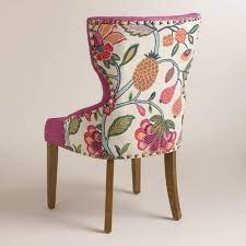 An open kitchen, living and dining area reflect a modern farmhouse feel in jackson. Timeless Grace Floral And Pink Linen Maxine Dining Chair World Market Dining Chairs Purple Dining Chairs Chair