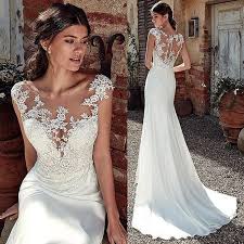 Wide range of wedding dresses, 50% off, 10000+ styles, more color, more size, order now. Modest Mermaid Wedding Dresses Bateau Neckline With Lace Applique Sheer Bridal Dress Illusion Back Soft Satin White Ivory Custom Super Deal 980b Cicig