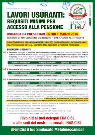 L'anno prossimo torneremo a interrogarci, il modo migliore è di affrontare il tema distinguendo lavori usuranti e non usuranti e offrire finestre di pensionamento più anticipato a lavoratori che fanno lavori usuranti: Lavori Usuranti Requisiti Minimi Per Accesso Alla Pensione Federazione Italiana Metalmeccanici