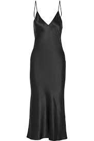 The One Dress That S Always On Trend Satin Midi Dress Black Satin Dress Black Slip Dress