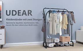 Garderobenständer, kleiderständer garderobe metall mit schuhregal 3 ablagen, freistehende garderobe kleiderständer mit 8 abnehmbaren haken für kleidung, hüte,schale,handtaschen, regenschirm, 2 ablagen Udear Kleiderstander Freistehender Kleiderbugel Doppelruten Multifunktional Schlafzimmer Kleiderstander Schwarz Amazon De Kuche Haushalt Wohnen