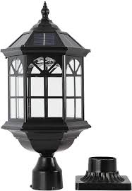 Kichler salisbury single light 22 tall outdoor post light with linen glass panels. Buy Gydz Solar Post Light Fixture Outdoor Solar Pier Light Solar Lamp Post Light For Garden Patio Vintage Design Die Cast Aluminum Post Light In Oil Rubbed Black With Clear Glass Hard Wired