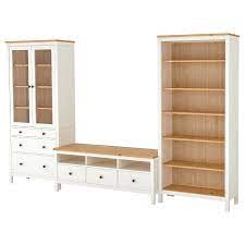Das günstigste angebot beginnt bei € 20. Hemnes Tv Mobel Kombination Weiss Gebeizt Hellbraun Klarglas Ikea Deutschland