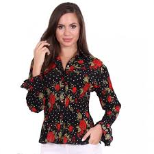 Fekete virágmintás női ing - NAOMI FASHION
