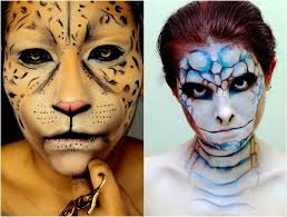 Leopard Und Schlange Gesicht Schminke Zu Halloween Halloween Make Up Ideen Schminken Halloween Makeup