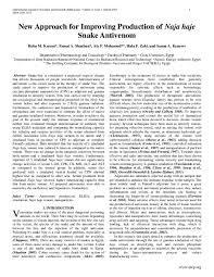 PDF) New Approach for Improving Production of Naja haje Snake Antivenom