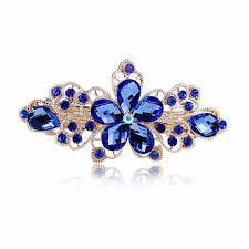 Sankuwen Flower Design Rhinestone Hairpin Clip Accessories Dark Blue You Can Find More De Rhinestone Hair Pin Hair Accessories Brands Hair Accessories Pins