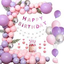 Happy birthday pink & purple letters 16 balloons banner for party decorations; Purple Balloon Garland Arch Birthday Decorations Set With Happy Birthday Banner Cake Topper For Birthday Baby Shower Party Decorations Shopee Philippines