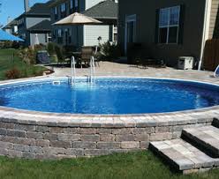 Radiant Round Semi In Ground Pool With Pavers Traditional Pool Detroit By Pools Spas A Go Go