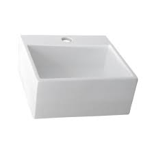 white square fireclay vessel sink