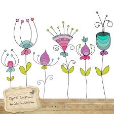 Happy Birthday Flowers Clipart For Her Doodle Flowers Digital Clipart From Etsy Other Cute Doodles In Her Shop Flower Doodles Flower Drawing Doodles