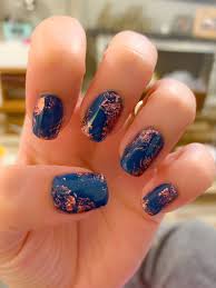 Gel Nails Metallic Pink Overlay Blue Finger Nails In 2020 Nails Metallic Pink Metallic Nails Nails