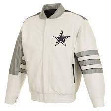 Dallas Cowboys Jh Design Classic Colorblock Leather Jacket With Leather Applique White Dallas Cowboys Dallas Cowboys Hoodie Leather Varsity Jackets