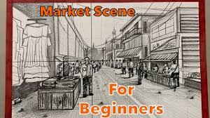In this video, we learn how to draw a simple scenery. How To Draw Market Scene Tutorial Step By Step Perspective Youtube