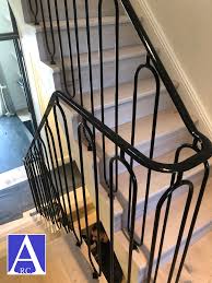 Made with metal and treated with powder coating to reduce the chance of chipping. Cast Iron Wrought Iron Staircase Railings Handrails Arc Fabrications