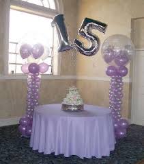 Birthday Cake Table Decoration With Balloons Quinceanera Decoracion De Xv Anos Globos Decoracion De Fiesta
