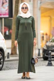 Neva Style Haki Tesettur Triko Elbise Modelleri Musluman Elbisesi The Dress Triko