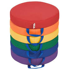 Ecr4kids Softzone 6 Piece Floor Cushion With Handle In Round Colour Primary In 2020 Floor Cushions Ecr4kids Cushions