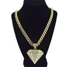 Shop over 240 top mens diamond pendants and earn cash back all in one place. Men S Big Diamond Shape Pendant Cuban Chain Gold Finish Hip Hop Necklace 30 In Ebay